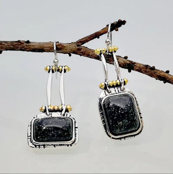 Vintage Handmade Asymmetric Geometric Earrings. - Picture 3 of 7